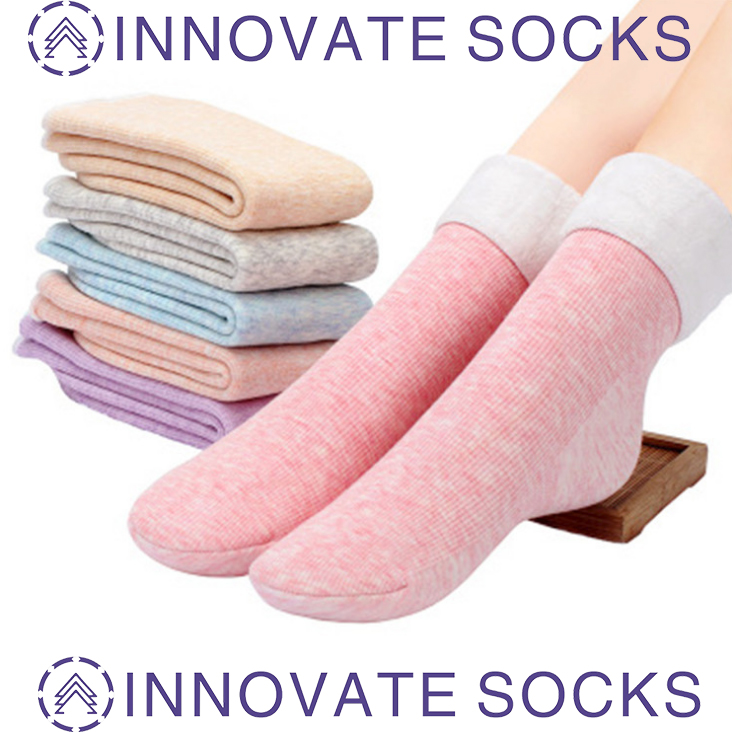 Cotton Vertical Strips Velvet Thickening Ladies Winter Floor Socks