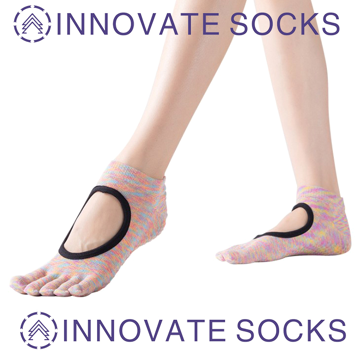 Aangepaste Yoga Socks Non Slip Skid Toe Grips Pilates Barre Fashion Socks